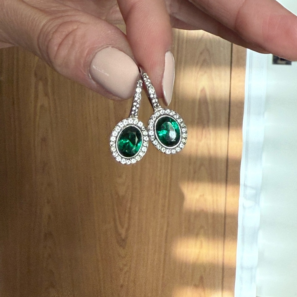 Green and Silver Women's Earrings - Picture 7 of 8